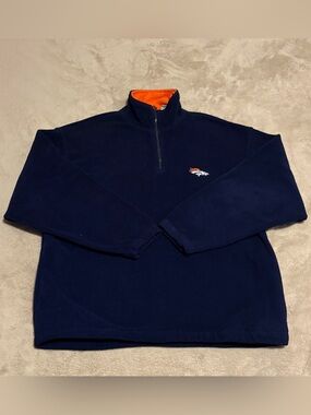 Denver Broncos Navy Quarter-Zip Fleece Pullover – Men’s L